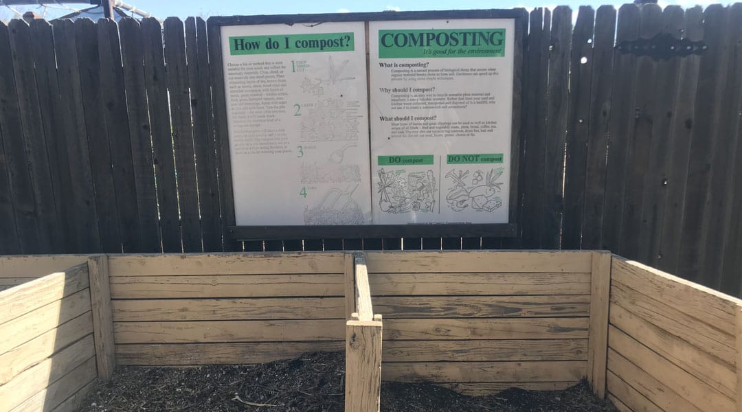 A display at the Tucson Botanical Gardens showing how composting works